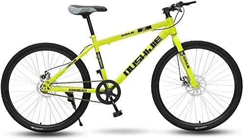 Mountain Bike : TTZY Bicycle, 26" Wheel Front Suspension Mens Mountain Bike 19" Frame Single Speed Mechanical Disc Brakes 6-6, Yellow, 24" SHIYUE (Color : Yellow, Size : 24)