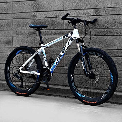 Mountain Bike : TXX 21 Speed / Speed ​​24 / 27-Speed Double Disc Mountain Bike, Adult Male and Female Students Gear 26 inch Aluminum Mountain Bikes Mountain Bike / Bright White Blue / 21 Speed