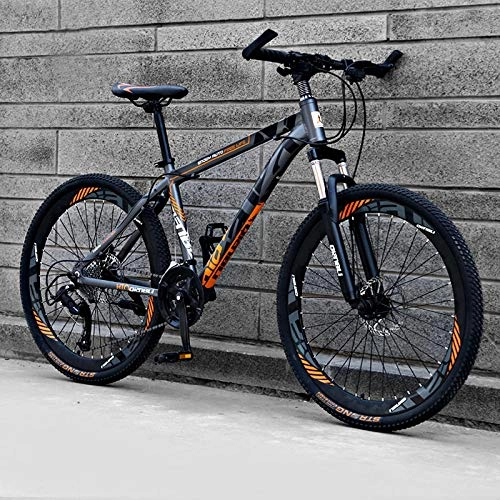 Mountain Bike : TXX 21 Speed / Speed ​​24 / 27-Speed Double Disc Mountain Bike, Adult Male and Female Students Gear 26 inch Aluminum Mountain Bikes Mountain Bike / Matte Orange Gray / 24 Speed