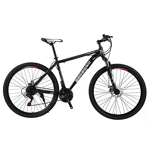 Mountain Bike : TYSYA 21-Speed Men's Mountain Bike Double Disc Brake 29 Inches All-Terrain City Bikes Adults Only Outdoor Cycling Hard Tail Front Suspension, Black