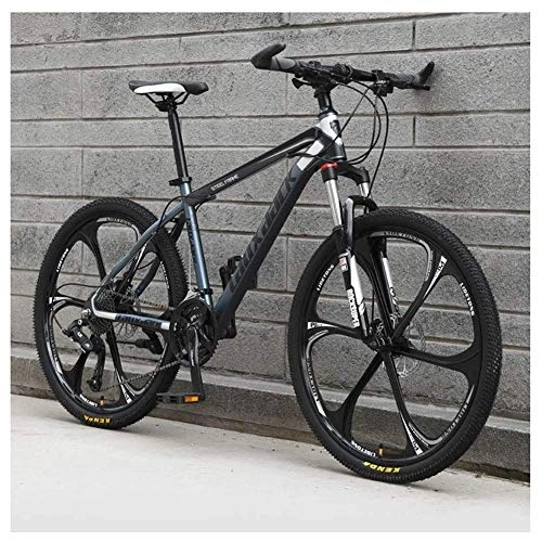 Mountain Bike : TYXTYX Outdoor sports 21 Speed Mountain Bike 26 Inches 6-Spoke Wheel Front Suspension Dual Disc Brake MTB Bicycle, Gray