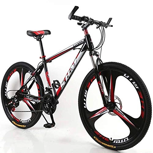 Mountain Bike : Unisex 21 Speed Mountain Bike, 26" Wheel 17 Inch Steel Frame, with Suspension Forks and Disc Brake, for Student, Child, Adult Commuter City, Black