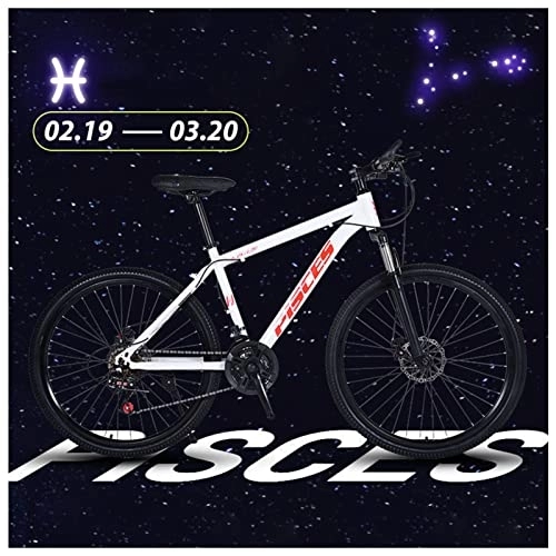 Mountain Bike : USMASK Mountain Bike Magnesium Alloy and High Carbon Steel with Constellations Seat, Front Suspension Disc Brake Outdoor Bikes for Men Women / Pisces