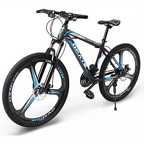 Mountain Bike : UYHF 24 Inch Mountain Bike for Men Women Adult, 21 / 24 / 27 Speed Road Offroad City MTB Bicycles, Suspension Fork Dual Disc Brakes blue- 24 speed