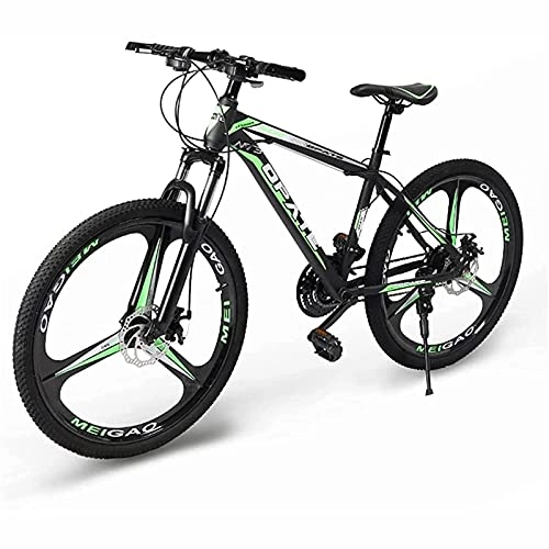 Mountain Bike : UYHF 24 Inch Mountain Bike for Men Women Adult, 21 / 24 / 27 Speed Road Offroad City MTB Bicycles, Suspension Fork Dual Disc Brakes green-21 speed