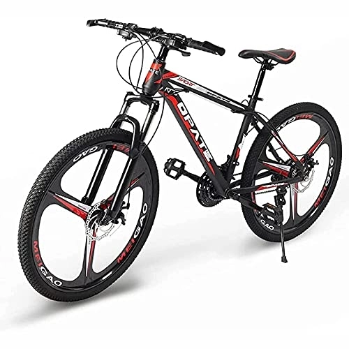 Mountain Bike : UYHF 24 Inch Mountain Bike for Men Women Adult, 21 / 24 / 27 Speed Road Offroad City MTB Bicycles, Suspension Fork Dual Disc Brakes red-21 speed