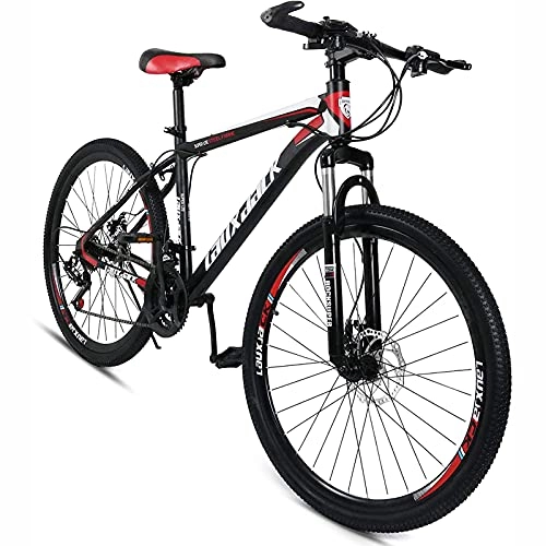 Mountain Bike : UYHF 26 Inch Mountain Bike for Men, 21 Speed Double Disc Brake Mens Women Mountain Bike With Front Suspension Fork A-24 Speed