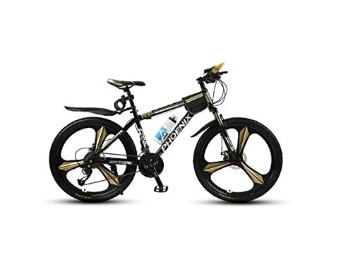 Mountain Bike : UYSELA Mountain Bike Unisex Mountain Bike 21 / 24 / 27 Speed ​​High-Carbon Steel Frame 26 Inches 3-Spoke Wheels with Disc Brakes and Suspension Fork, Gold, 27 Speed / Gold / 27 Speed