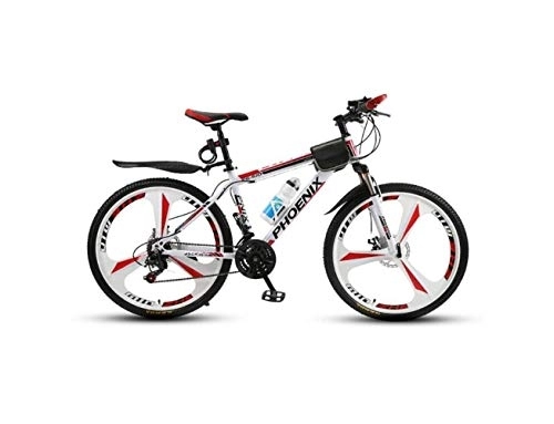 Mountain Bike : UYSELA Mountain Bike Unisex Mountain Bike 21 / 24 / 27 Speed ​​High-Carbon Steel Frame 26 Inches 3-Spoke Wheels with Disc Brakes and Suspension Fork, Gold, 27 Speed / Red / 21 Speed
