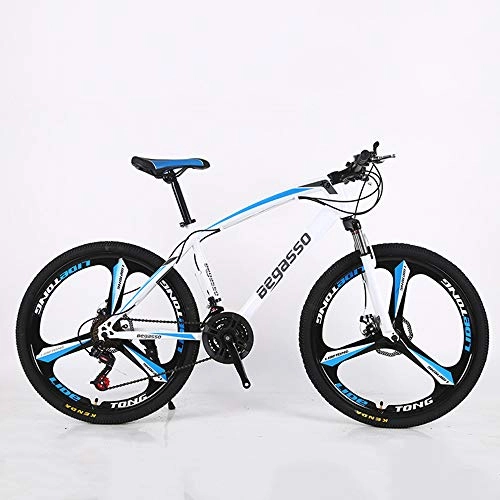 Mountain Bike : VANYA 24 / 26 Inch Variable Speed Mountain Bike 30 Speed Commuter Bicycle Double Disc Brakes Shock Absorber Student Cycle, White, 26inches