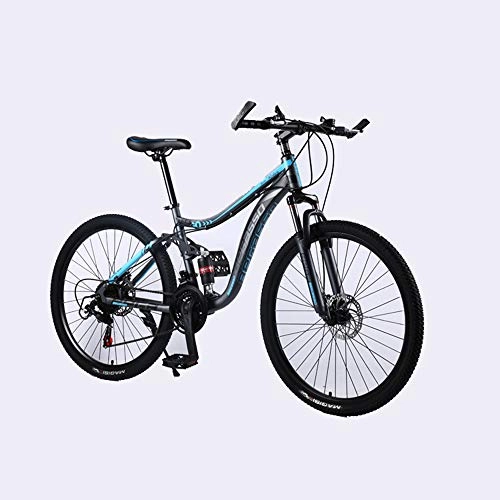 Mountain Bike : VANYA 24 Speed Variable Speed Mountain Bike 24 / 26 Inch Commuting Cycle Double Disc Brakes Shock Absorption Unisex Bicycle, Blue, 26inches