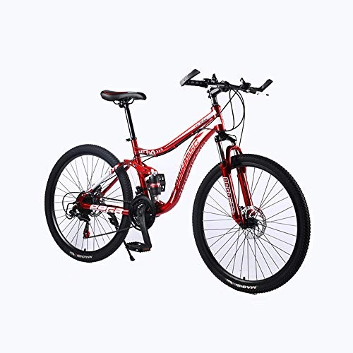 Mountain Bike : VANYA 27 Speed Adult Mountain Bike 24 / 26 Inch Shock Absorption Commuting Bicycle Double Disc Brakes Off-Road Cycle, Red, 24inches