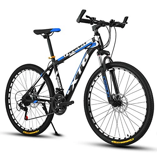 Mountain Bike : VANYA 30 Speed Variable Speed Mountain Bike 24 / 26 Inch Shock Absorption Commuter Bicycle Double Disc Brakes Adult Cycling, blackblue, 26inches