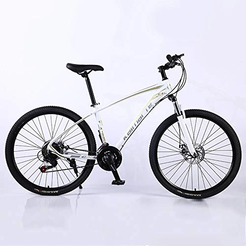 Mountain Bike : VANYA Adult Mountain Bike 24 Speed Lightweight Shock Absorption 24 / 26 Inch Double Disc Brakes Off-Road Bicycle, White, 24inches