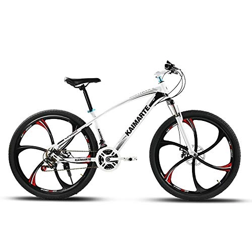 Mountain Bike : VANYA Adult Mountain Bike 26 Inch 21 Speed Shock Absorption Variable Speed Double Disc Brakes Commuting Bicycle, White