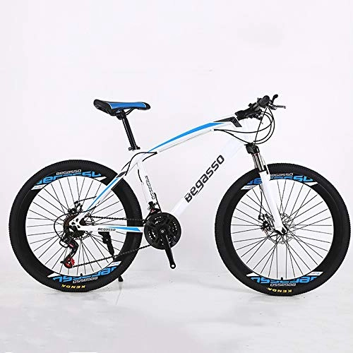 Mountain Bike : VANYA Adult Mountain Bike 27 Speed Disc Brake Commuter Bicycle Shock Absorption Variable Speed Cycle 24" 26", Blue, 24inches