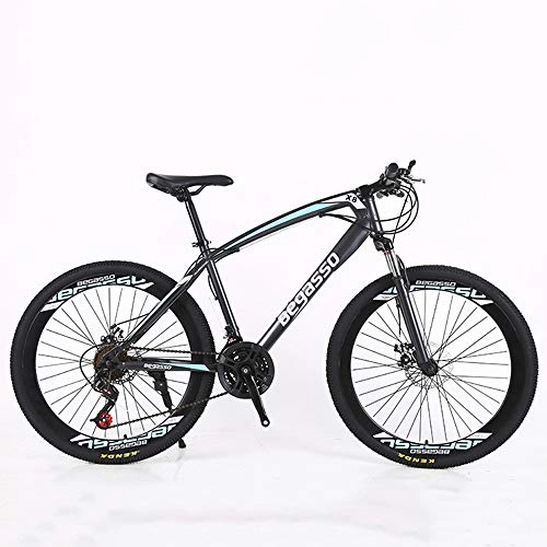 Mountain Bike : VANYA Carbon Steel Mountain Bike 21 Speed Shock Absorption 24 / 26 Inches Variable Speed Disc Brake Unisex Commuting Bicycle, Black, 24inches