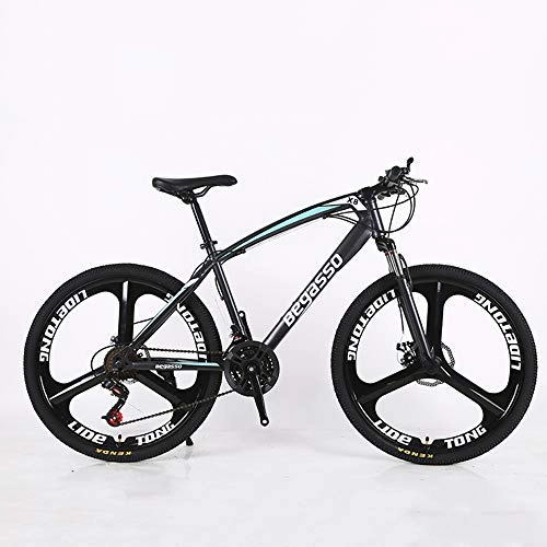 Mountain Bike : VANYA Disc Brake Mountain Bike 24 / 26 Inches 21 Speeds Commuter Cycle Variable Speed Suspension Off-Road Bicycle, Black, 24inches