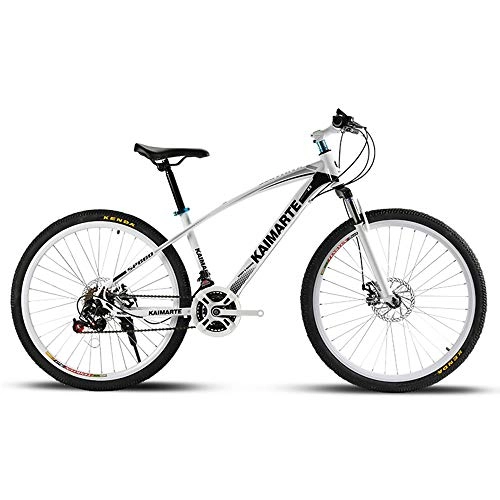 Mountain Bike : VANYA Mountain Bike 24 / 26 Inch 21 Speed Double Disc Brakes Shock Absorption Front Fork Adult Off-Road Bicycle, White, 26inches