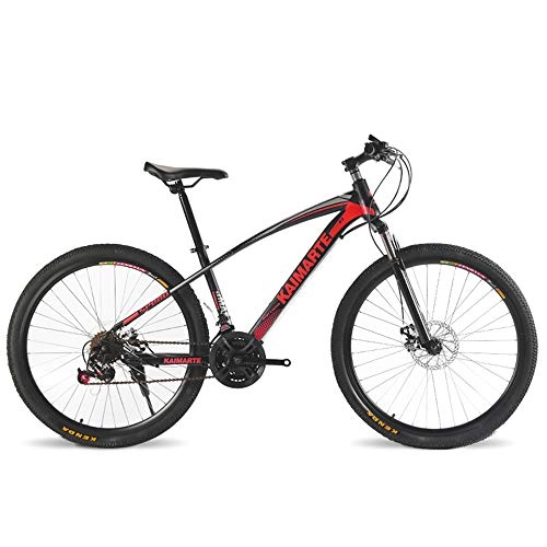 Mountain Bike : VANYA Mountain Bike 24 / 26 Inch 24 Speed Double Disc Brakes Bold Shock Absorption Front Fork Adult Off-Road Bicycle, Red, 24inches