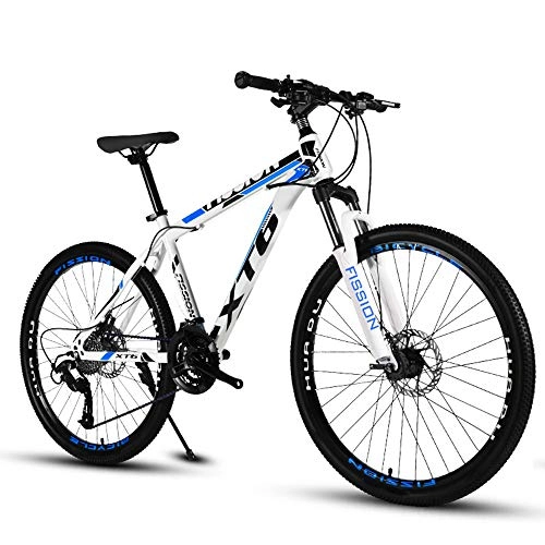 Mountain Bike : VANYA Suspension Mountain Bike 24 / 26 Inches 27 Speed Commuting Cycling Variable Speed Disc Brake Adult Bicycle, whiteblue, 24inches