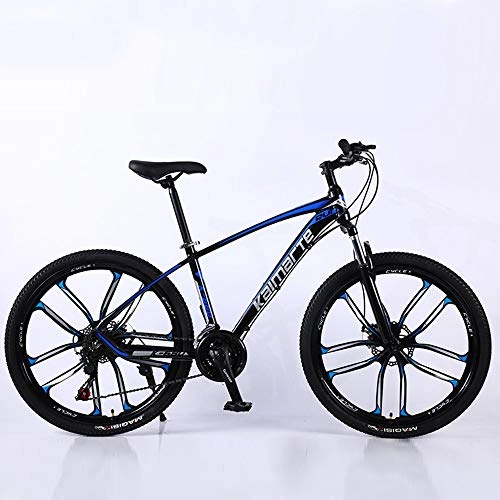 Mountain Bike : VANYA Variable Speed Mountain Bike 21-Speed Lightweight 24 / 26-Inch Aluminum Alloy Double Disc Brakes Off-Road Bicycle, Blue, 24inches