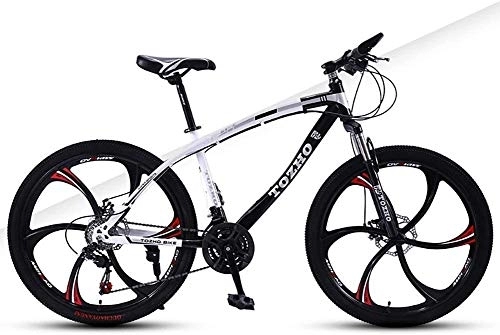 Mountain Bike : Variable Speed Shock Absorption Off-Road Dual Disc Brakes High Carbon Steel Frame High Hardness Young Cycling Students Adult Men And Women Suitable For Height 145-160Cm (Color : Black C)