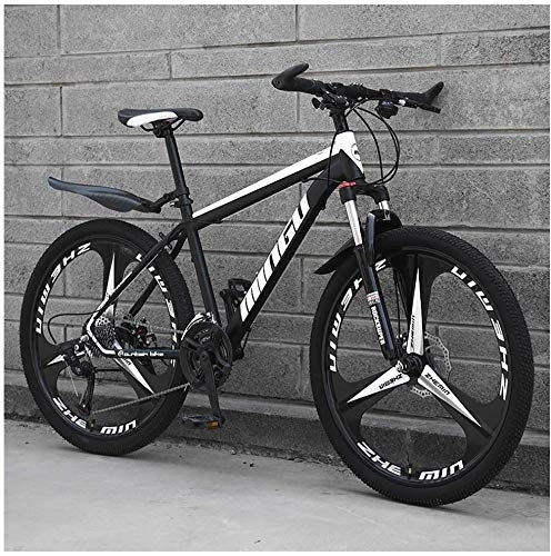 Mountain Bike : Varilux 26 Inch Men's Mountain Bikes, High-carbon Steel Hardtail Mountain Bike, Mountain Bicycle with Front Suspension Adjustable Seat, 21 Speed, Black 3 Spoke