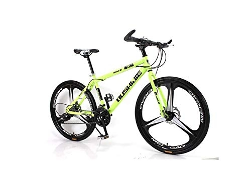 Mountain Bike : VejiA Mountain Bike Unisex Mountain Bike 21 / 24 / 27 / 30 Speed ?High-Carbon Steel Frame 26 Inches 3-Spoke Wheels Bicycle Double Disc Brake for Student, Green, 18 Inches