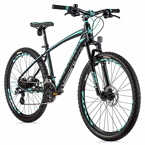 Mountain Bike : Velo musculaire vtt 26 leader fox factor 2022 noir mat-vert clair 8 v cadre alu 16 pouces (taille adulte 160 168 cm )