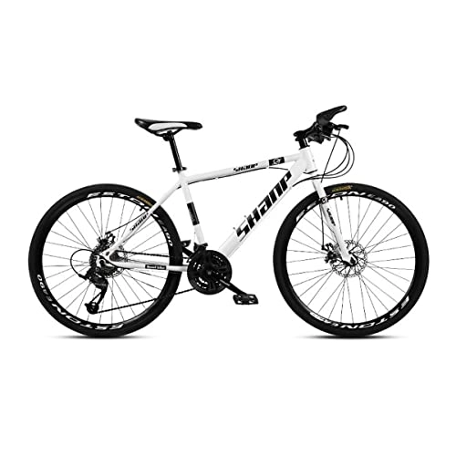 Mountain Bike : VIIPOO 26 Inch Mountain Bikes, Men's Dual Disc Brake Mountain Bike, Bicycle Adjustable Seat, High-carbon Steel Frame, student light mountain Bike, White-21 Speed