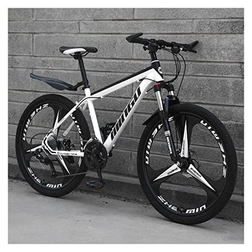 Mountain Bike : VIIPOO Mountain Bikes, Mens Women Carbon Steel Bicycle, Drivetrain All Terrain Mountain Bike with Dual Disc Brake / Adjustable Seat / High-carbon Steel Frame, White-21 Inch