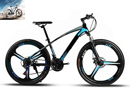 Mountain Bike : W&HH 26 Inch Mountain Bike Disc Brakes Hardtail MTB, Hybrid Bike Men Bike Girls Bike, Full Suspension Mountain Bike, 21 Speed, Blue