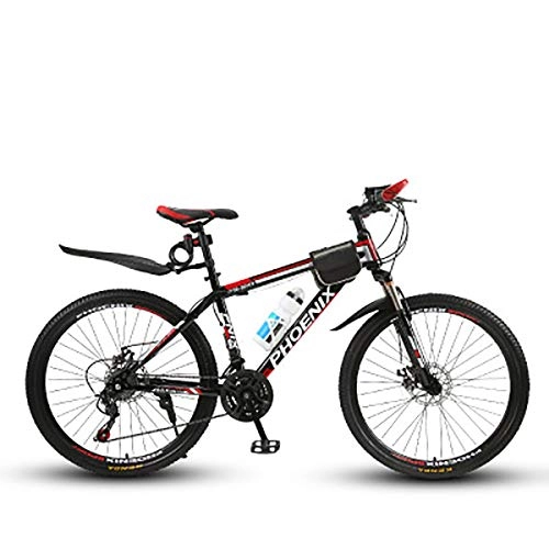 Mountain Bike : W&TT Lightweight Flying 21 speeds Mountain Bikes Dual Disc Brakes Off-road Shock Absorber Bicycle 26 Inch with High Carbon Hard Tail Frame, Black, A