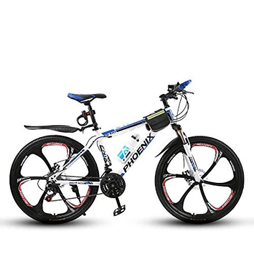 Mountain Bike : W&TT Lightweight Flying 21 speeds Mountain Bikes Dual Disc Brakes Off-road Shock Absorber Bicycle 26 Inch with High Carbon Hard Tail Frame, Blue, C