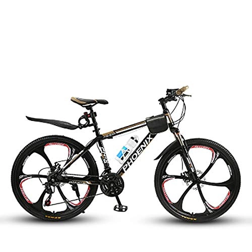 Mountain Bike : W&TT Lightweight Flying 21 speeds Mountain Bikes Dual Disc Brakes Off-road Shock Absorber Bicycle 26 Inch with High Carbon Hard Tail Frame, Gold, C
