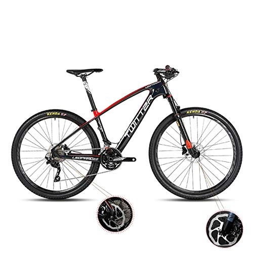 Mountain Bike : W&TT Mountain Bike 26 / 27.5Inch Adults 33 Speeds Off-road Bike Cycling with Air Pressure Shock Absorber and Front Fork Oil Brake, Mens Carbon Fiber Bicycles, Red, 26 * 17