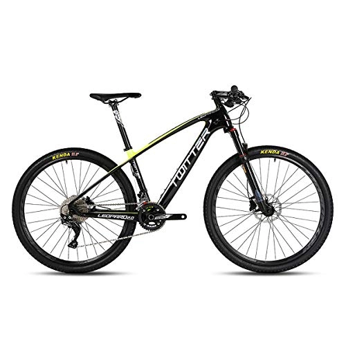 Mountain Bike : W&TT Mountain Bike 26 / 27.5Inch SHIMANO M7000-22 Speeds Adults Off-road Bike Cycling with Air Pressure Shock Absorber and Front Fork Oil Brake, Mens Carbon Fiber Bicycles, Yellow, 27.5 * 17