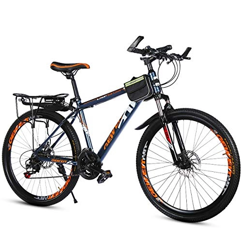 Mountain Bike : W&TT Mountain Bike SHIMANO 21 Speeds Dual Disc Brakes Off-road Bicycle Adults 20 / 22 / 24 / 26Inch High Carbon Hard Tail Mountain Bike, Orange, 20Inch