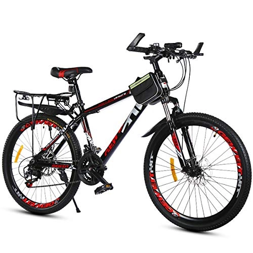 Mountain Bike : W&TT Mountain Bike SHIMANO 21 Speeds Dual Disc Brakes Off-road Bicycle Adults 20 / 22 / 24 / 26Inch High Carbon Hard Tail Mountain Bike, Red, 22Inch