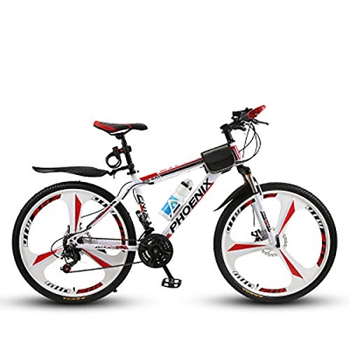 Mountain Bike : W&TT Unisex's 24 Speed Off-road Mountain Bike 17" High Carbon Hard Tail Frame Dual Disc Brakes Bicycles 26 Inch, White, B