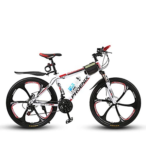 Mountain Bike : W&TT Unisex's 24 Speed Off-road Mountain Bike 17" High Carbon Hard Tail Frame Dual Disc Brakes Bicycles 26 Inch, White, C