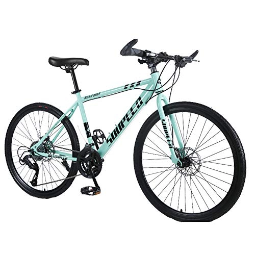 Mountain Bike : Wangkai Mountain Bike High Carbon Steel Front and Rear Mechanical Disc Brakes Suitable for any Road Surface, Green
