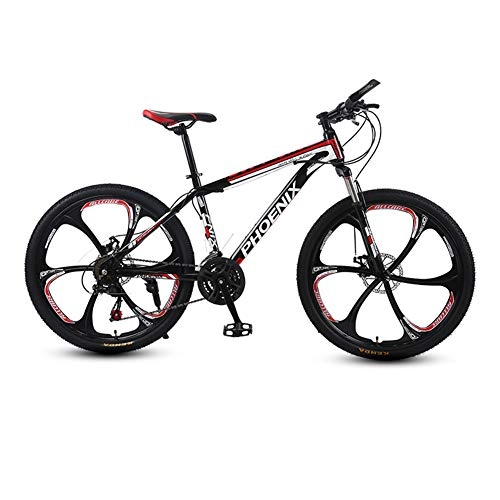 Mountain Bike : Wangkai Mountain Bike High Carbon Steel Speed Pioneer Suitable for any Road Condition Easy to Install, Red