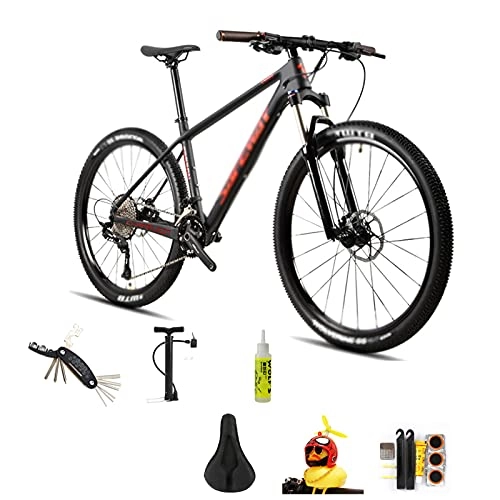 Mountain Bike : WANYE 27.5 Inch Mountain Bike for Adult and Youth, 27 Speed Lightweight Carbon Fiber Bicycle, Mountain Bikes Dual Disc Brakes Suspension Fork With Bring Luxury Gift Bag, black-27 speed