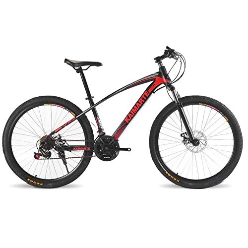 Mountain Bike : WEHOLY Bicycle Mountain Bike, 24inch High-carbon Steel Unisex Dual Suspension Mountain Bike Disc Brakes, Red, 27speed