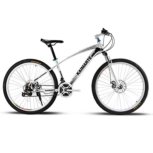 Mountain Bike : WEHOLY Bicycle Mountain Bike, 24inch High-carbon Steel Unisex Dual Suspension Mountain Bike Disc Brakes, White, 27speed