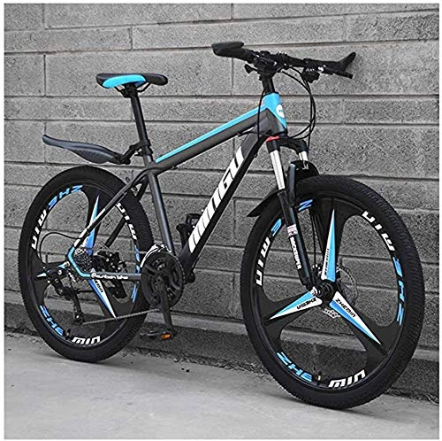 Mountain Bike : WFGZQ 26 Inch Men's Mountain Bikes, High-Carbon Steel Hardtail Mountain Bike, Mountain Bicycle with Front Suspension Adjustable Seat, Suitable for Traveling in The Wild City, 21 speed