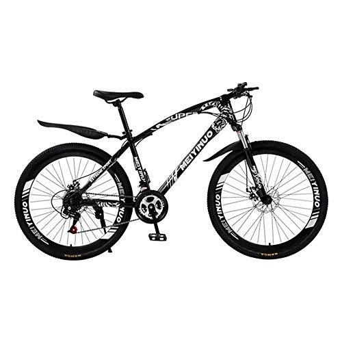 Mountain Bike : WGYDREAM Mountain Bike, MensWomens Mountain Bicycles Front Suspension Ravine Bike with Dual Disc Brake, 26 inch Wheels, Carbon Steel Frame (Color : Black, Size : 24-speed)
