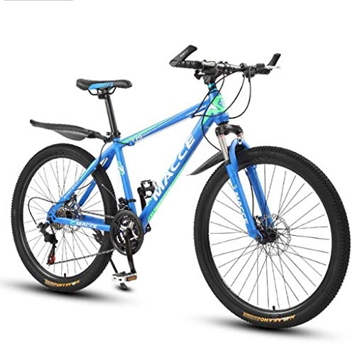 Mountain Bike : WGYDREAM Mountain Bike, Mountain Bicycles Mens Womens 26" Carbon Steel Ravine Bike Front Suspension Dual Disc Brake 21 / 24 / 27 Speeds (Color : Blue, Size : 21 Speed)